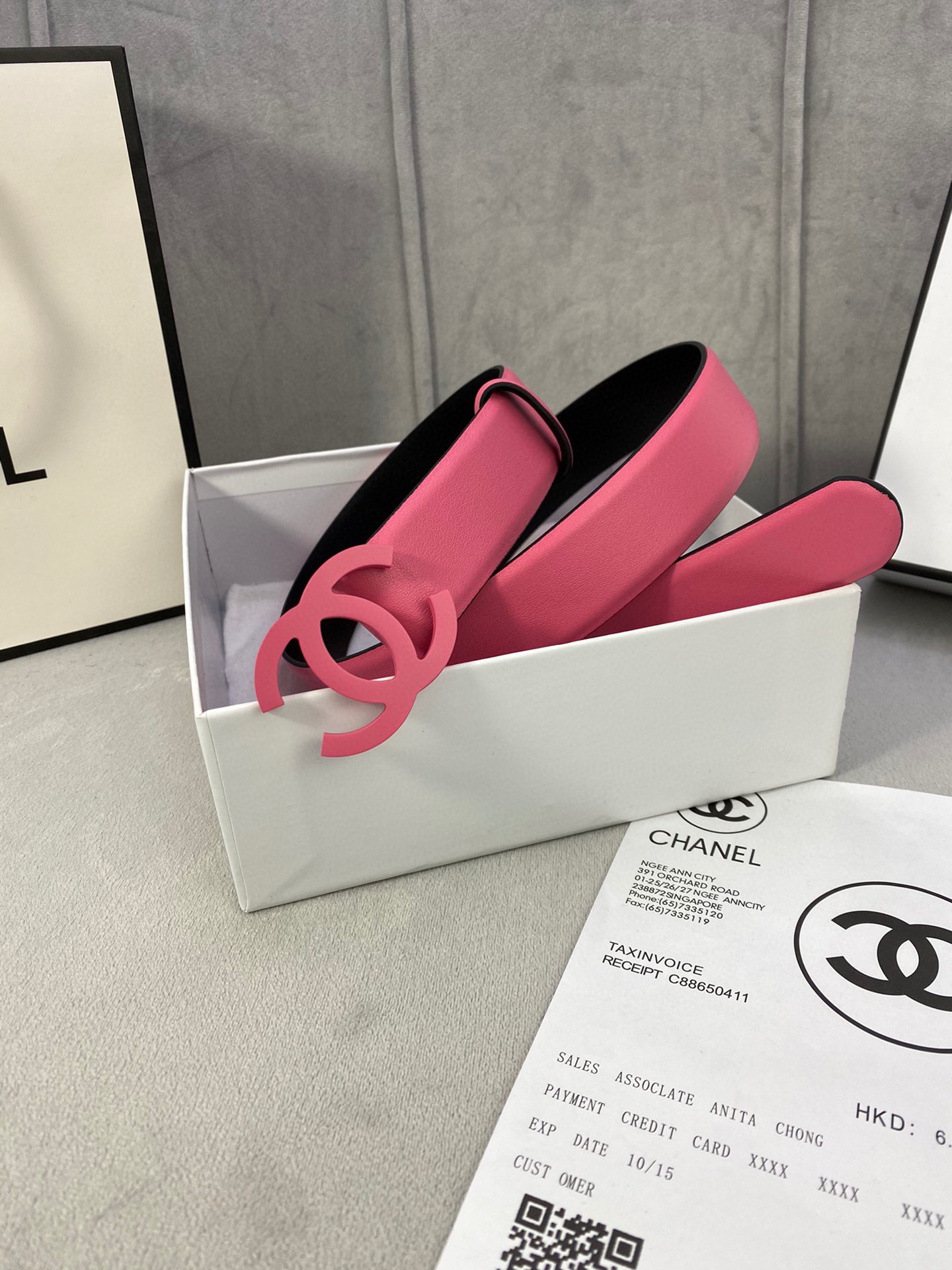  宽度3.0cm Chanel （香奈儿）女士腰带（小牛皮）经典扣头（内侧cnc走光处理）边角手感圆润配