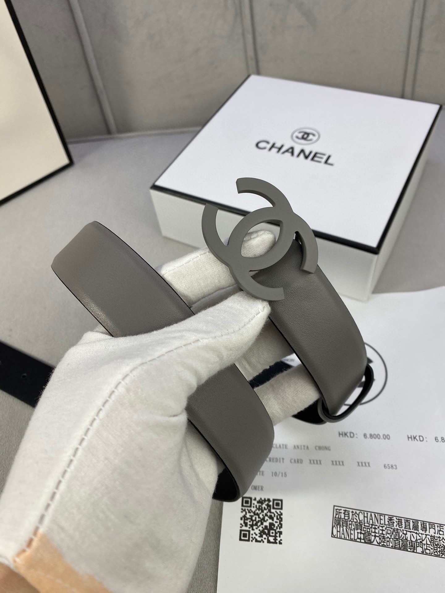  宽度3.0cm Chanel （香奈儿）女士腰带（小牛皮）经典扣头（内侧cnc走光处理）边角手感圆润配