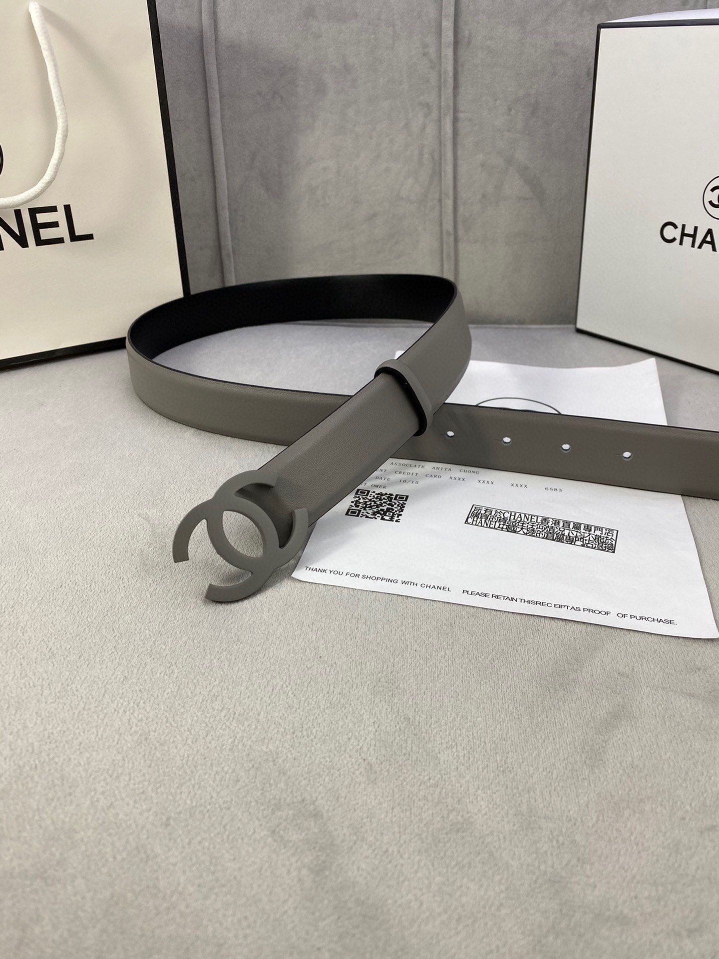  宽度3.0cm Chanel （香奈儿）女士腰带（小牛皮）经典扣头（内侧cnc走光处理）边角手感圆润配