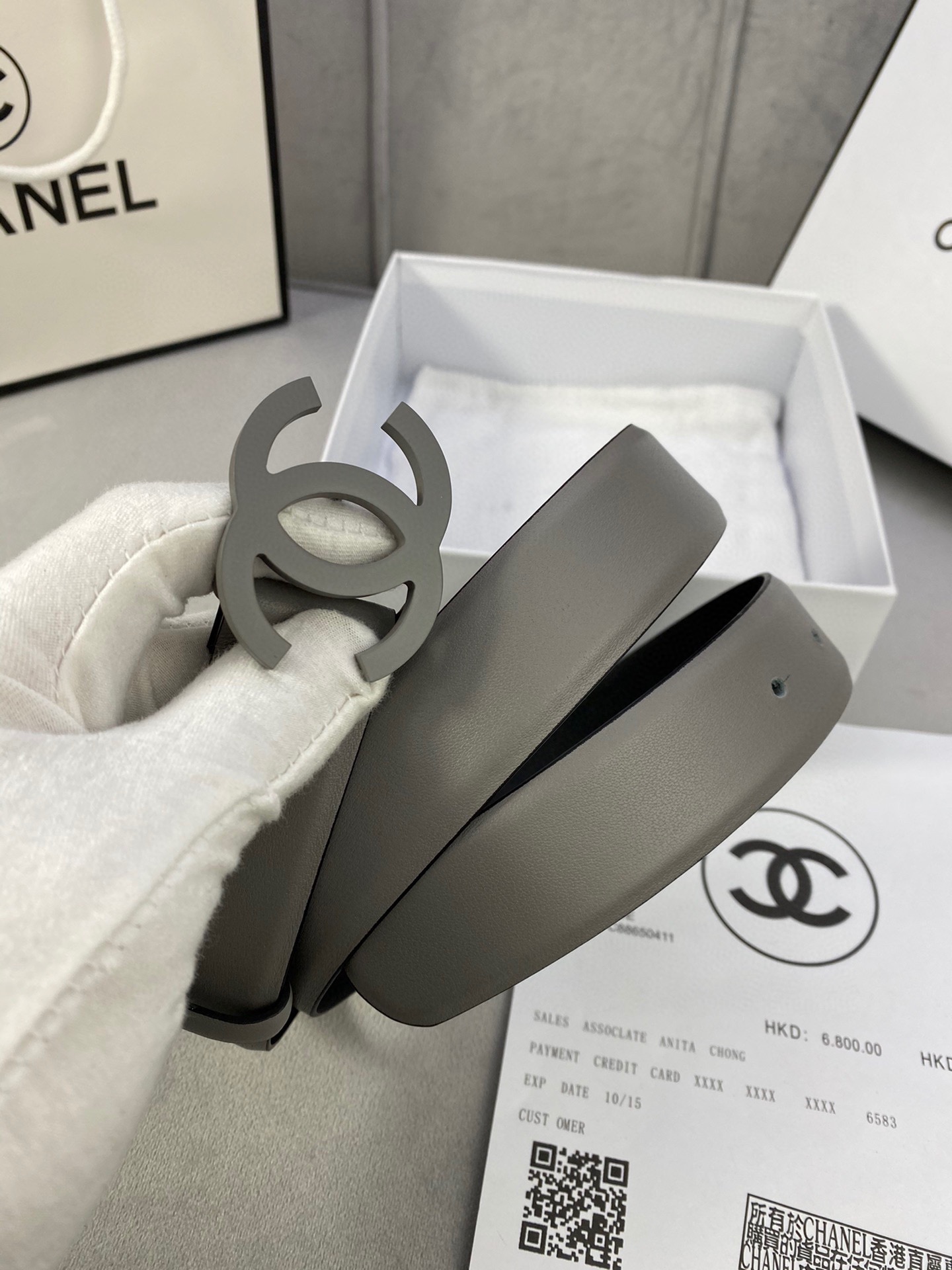  宽度3.0cm Chanel （香奈儿）女士腰带（小牛皮）经典扣头（内侧cnc走光处理）边角手感圆润配