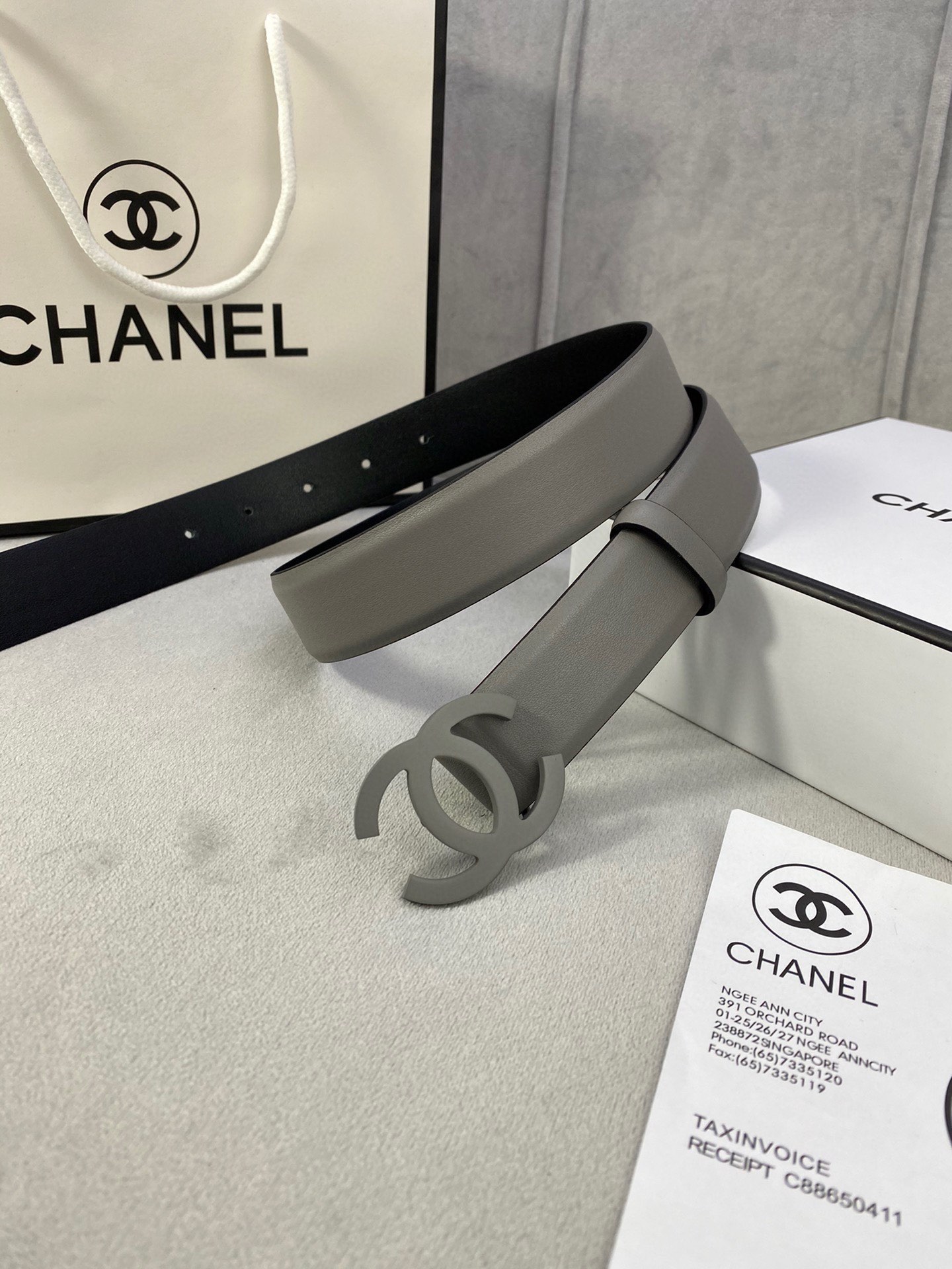  宽度3.0cm Chanel （香奈儿）女士腰带（小牛皮）经典扣头（内侧cnc走光处理）边角手感圆润配