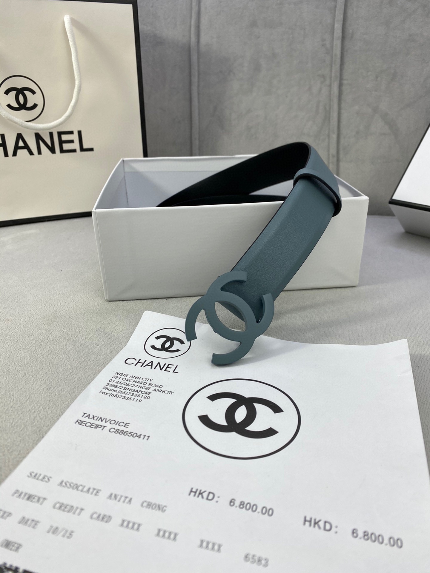  宽度3.0cm Chanel （香奈儿）女士腰带（小牛皮）经典扣头（内侧cnc走光处理）边角手感圆润配