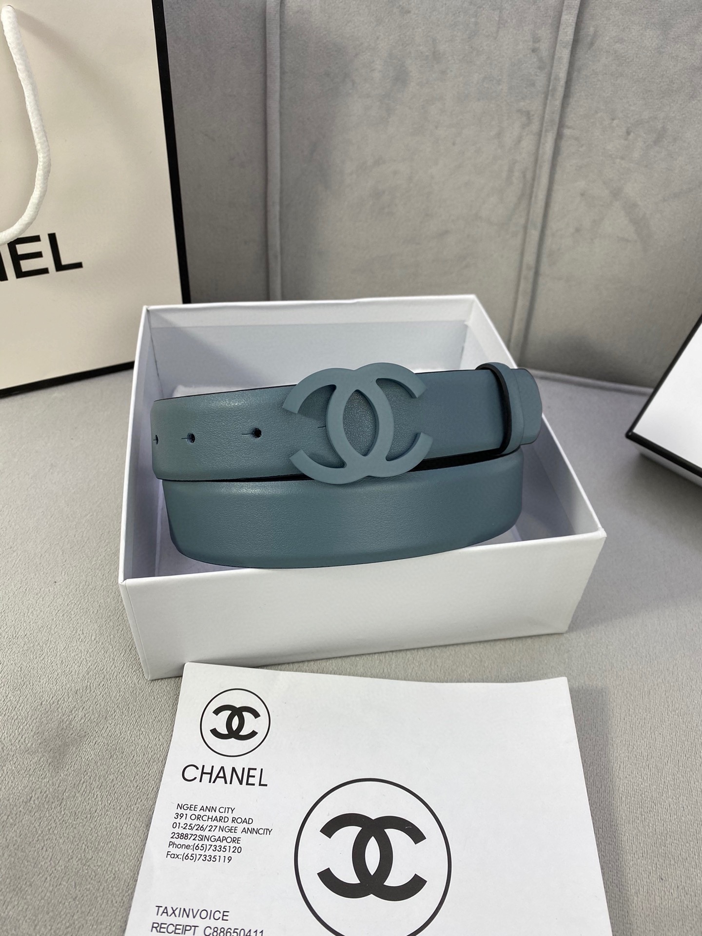  宽度3.0cm Chanel （香奈儿）女士腰带（小牛皮）经典扣头（内侧cnc走光处理）边角手感圆润配