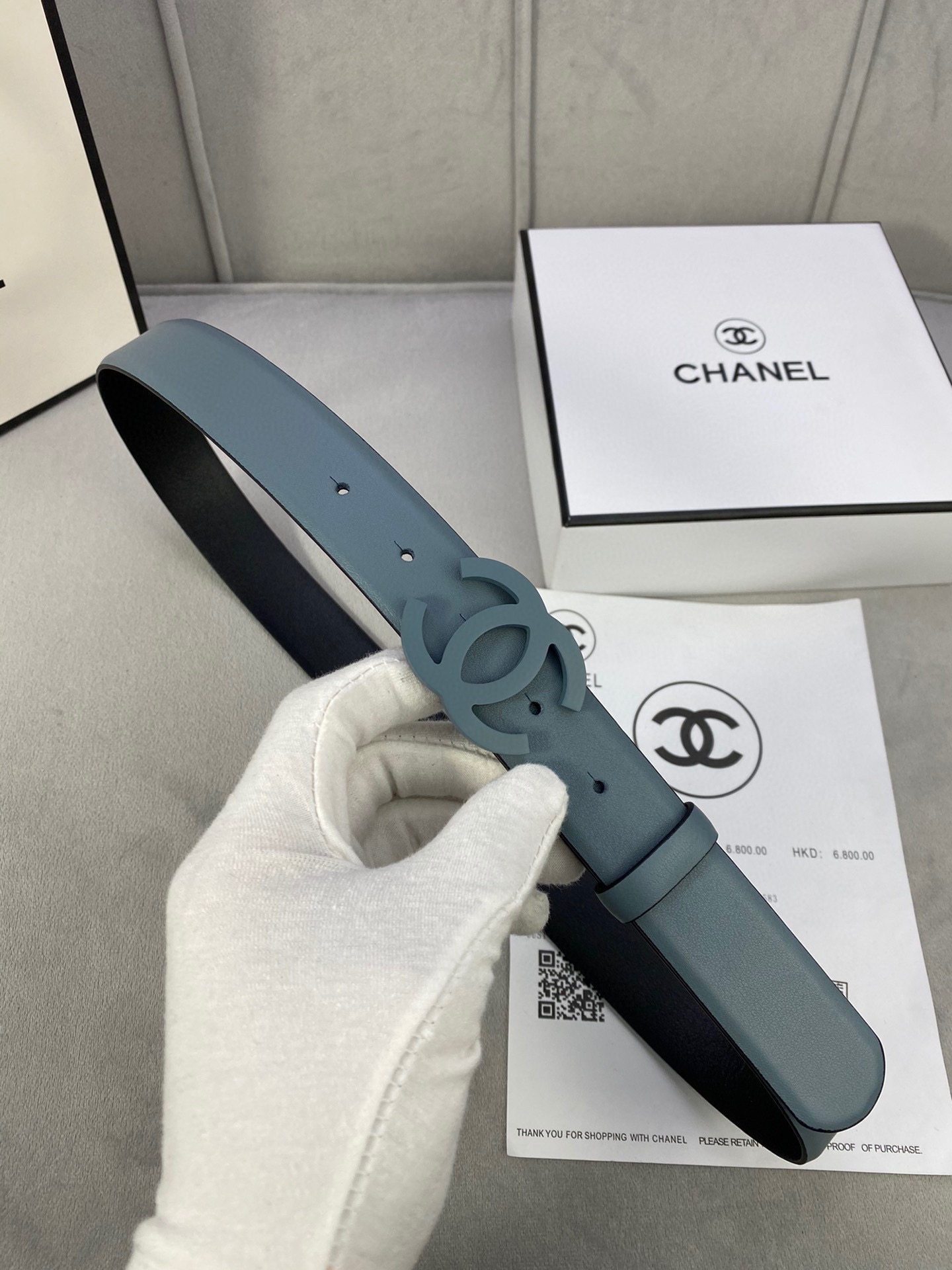  宽度3.0cm Chanel （香奈儿）女士腰带（小牛皮）经典扣头（内侧cnc走光处理）边角手感圆润配
