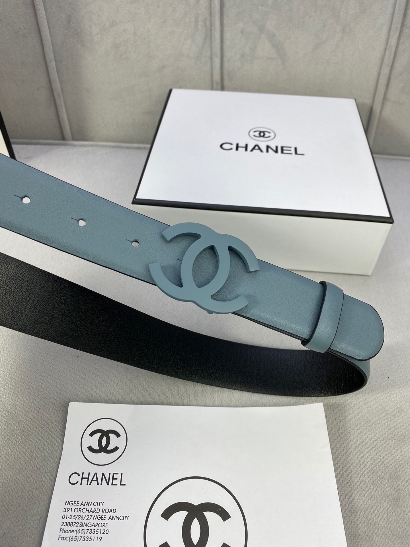  宽度3.0cm Chanel （香奈儿）女士腰带（小牛皮）经典扣头（内侧cnc走光处理）边角手感圆润配
