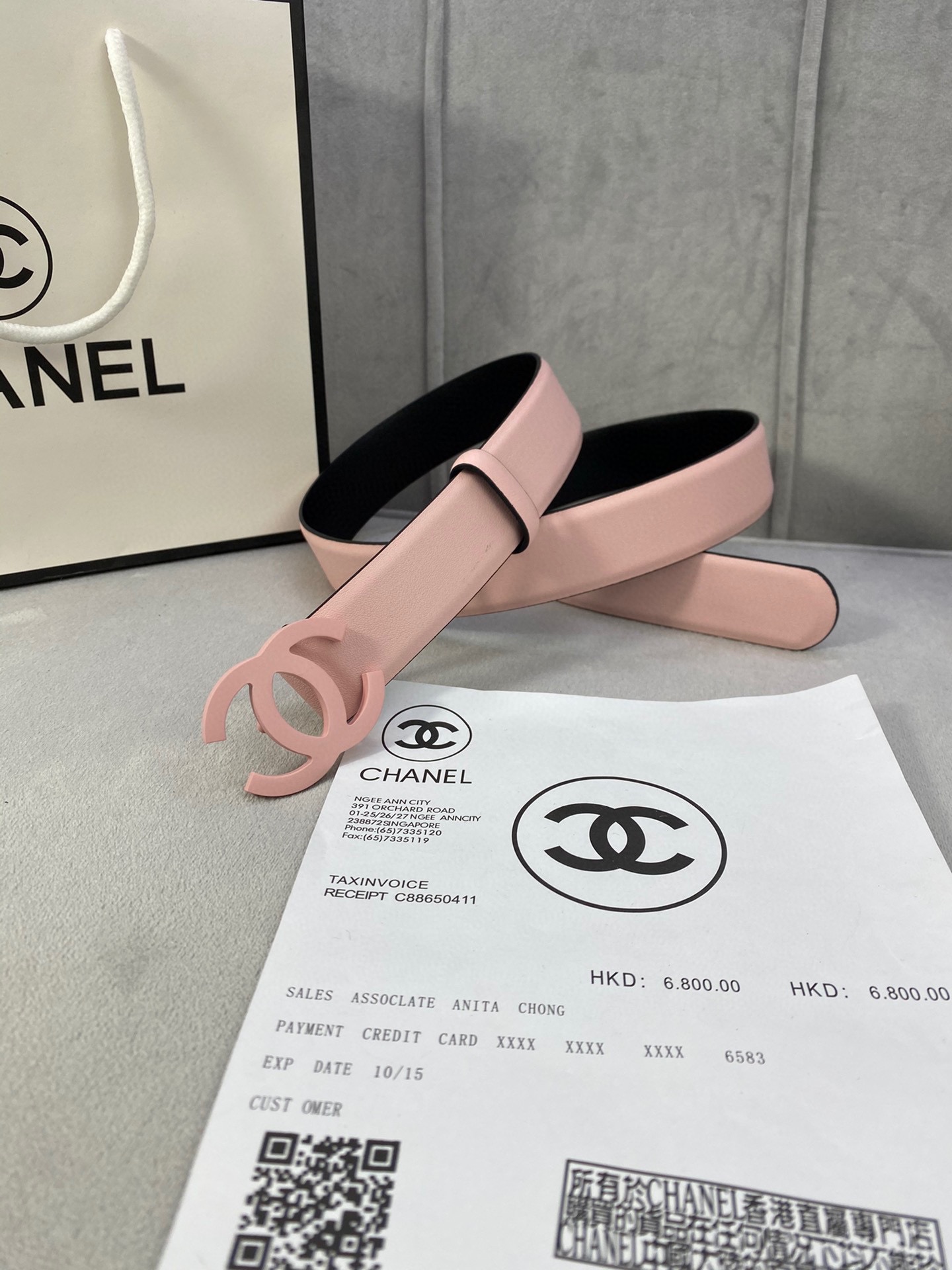  宽度3.0cm Chanel （香奈儿）女士腰带（小牛皮）经典扣头（内侧cnc走光处理）边角手感圆润配