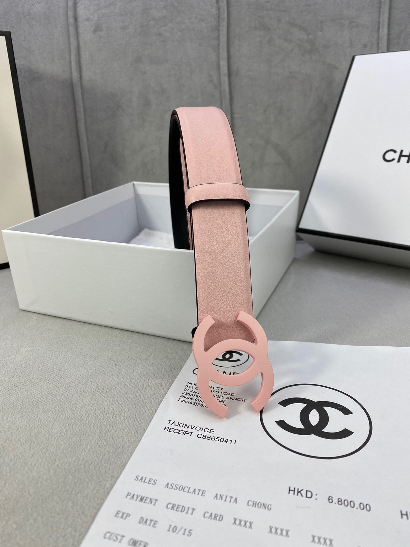  宽度3.0cm Chanel （香奈儿）女士腰带（小牛皮）经典扣头（内侧cnc走光处理）边角手感圆润配