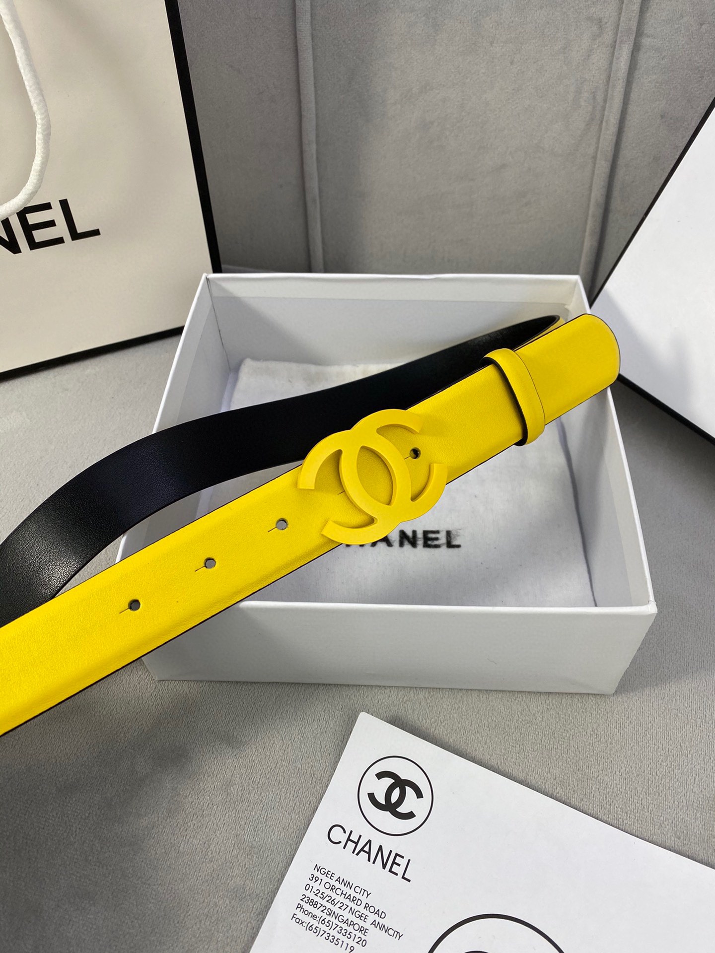  宽度3.0cm Chanel （香奈儿）女士腰带（小牛皮）经典扣头（内侧cnc走光处理）边角手感圆润配