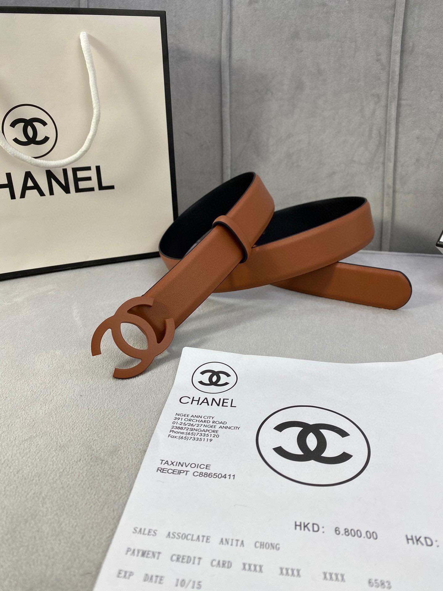  宽度3.0cm Chanel （香奈儿）女士腰带（小牛皮）经典扣头（内侧cnc走光处理）边角手感圆润配