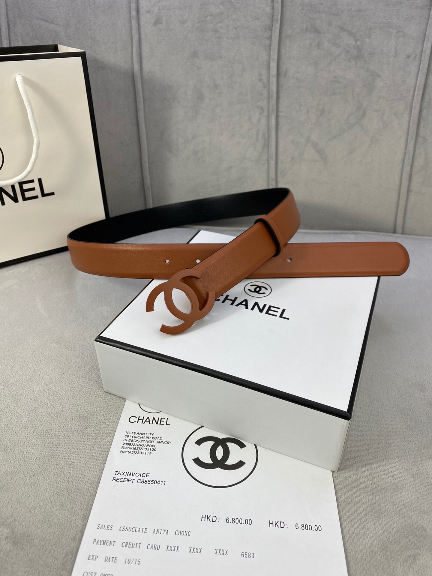  宽度3.0cm Chanel （香奈儿）女士腰带（小牛皮）经典扣头（内侧cnc走光处理）边角手感圆润配