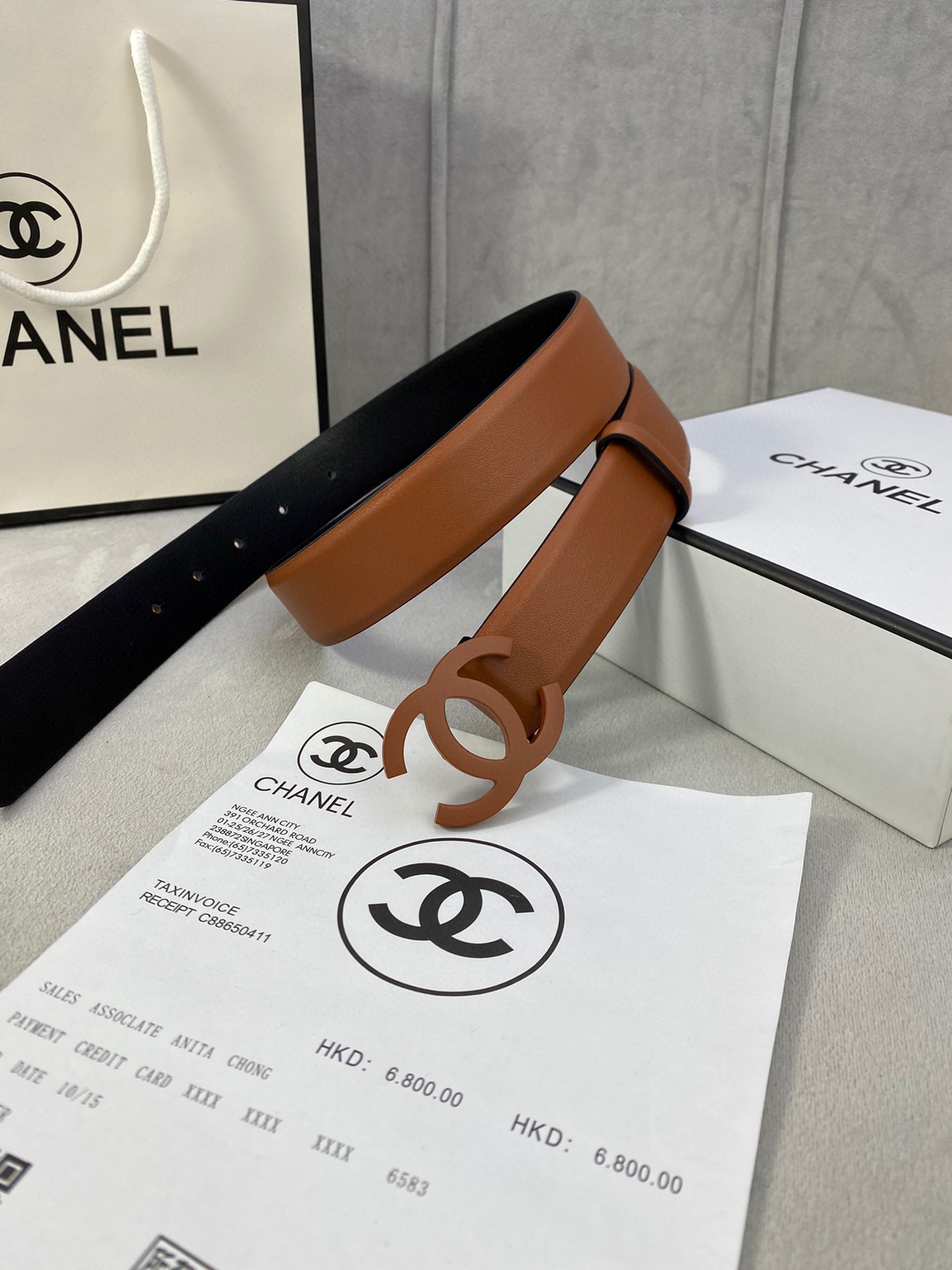  宽度3.0cm Chanel （香奈儿）女士腰带（小牛皮）经典扣头（内侧cnc走光处理）边角手感圆润配
