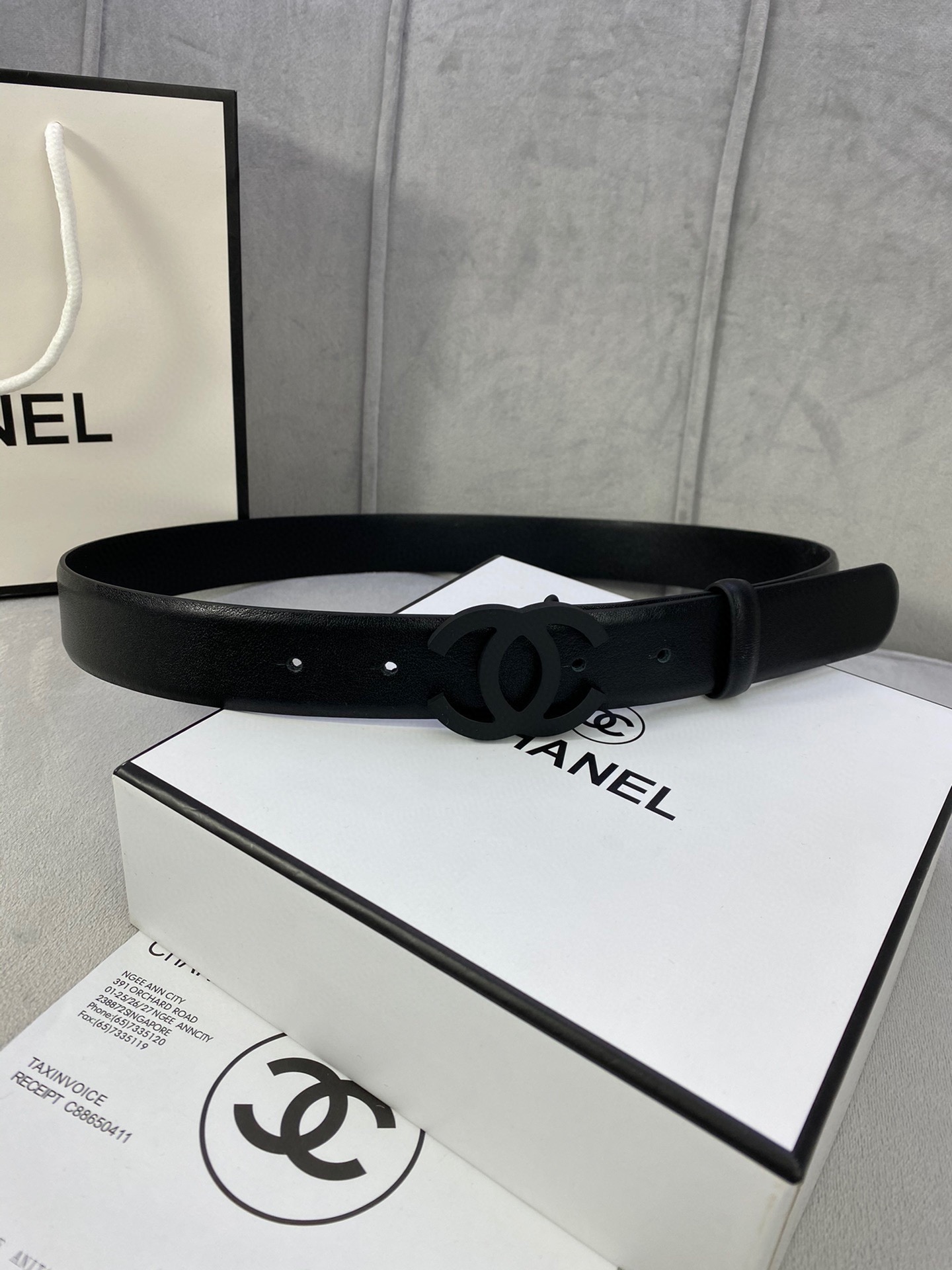  宽度3.0cm Chanel （香奈儿）女士腰带（小牛皮）经典扣头（内侧cnc走光处理）边角手感圆润配