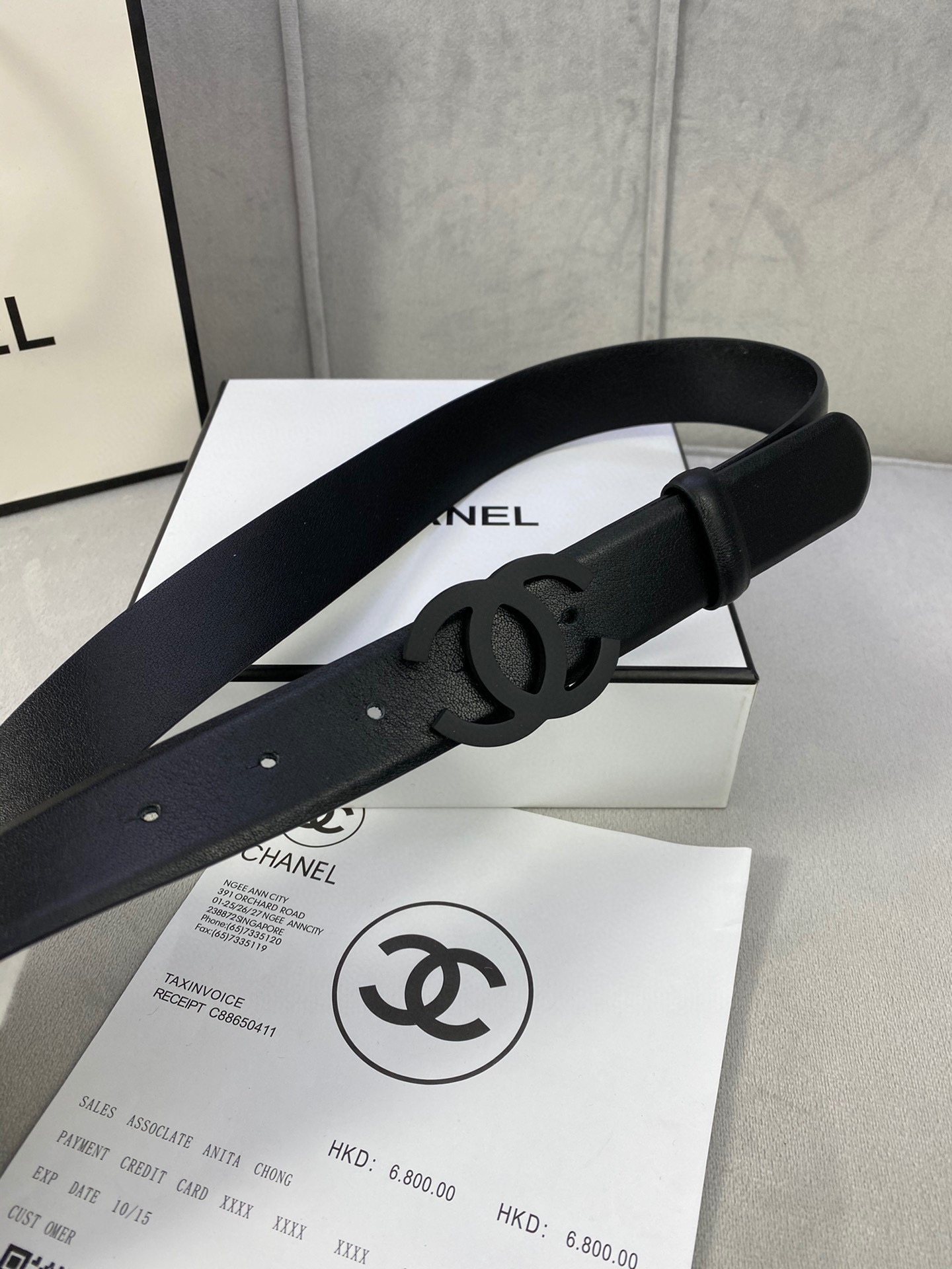  宽度3.0cm Chanel （香奈儿）女士腰带（小牛皮）经典扣头（内侧cnc走光处理）边角手感圆润配