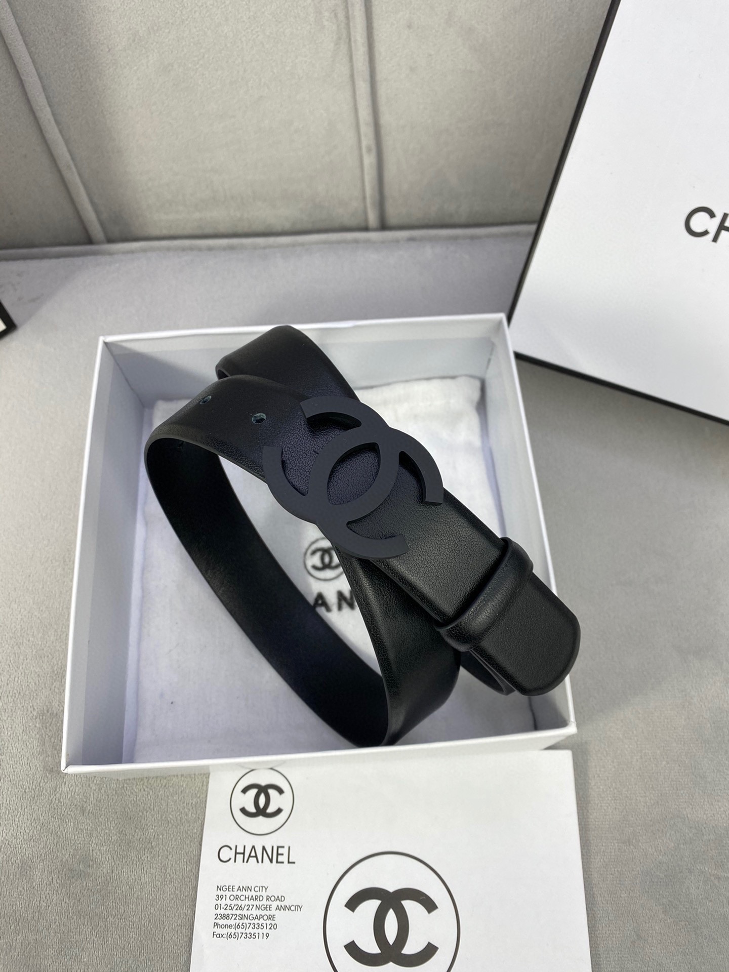  宽度3.0cm Chanel （香奈儿）女士腰带（小牛皮）经典扣头（内侧cnc走光处理）边角手感圆润配