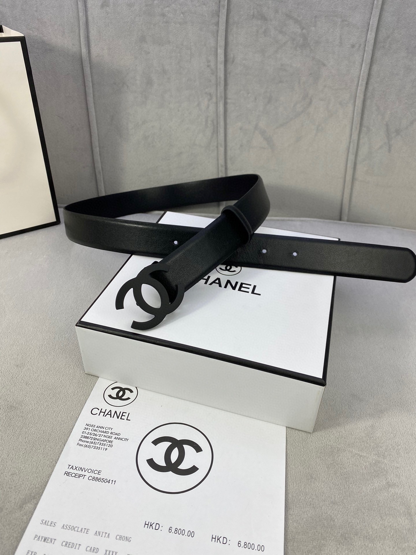  宽度3.0cm Chanel （香奈儿）女士腰带（小牛皮）经典扣头（内侧cnc走光处理）边角手感圆润配