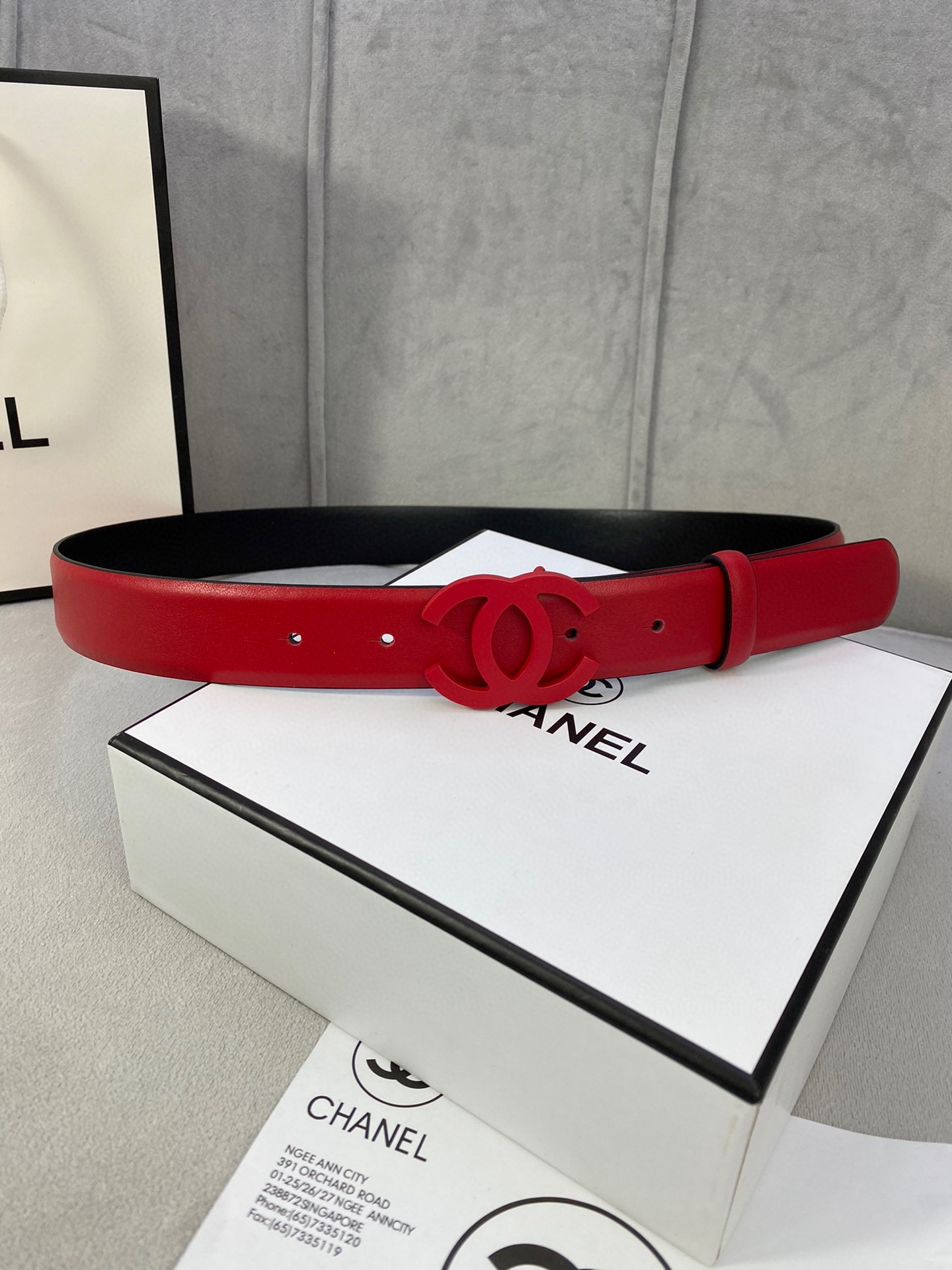  宽度3.0cm Chanel （香奈儿）女士腰带（小牛皮）经典扣头（内侧cnc走光处理）边角手感圆润配