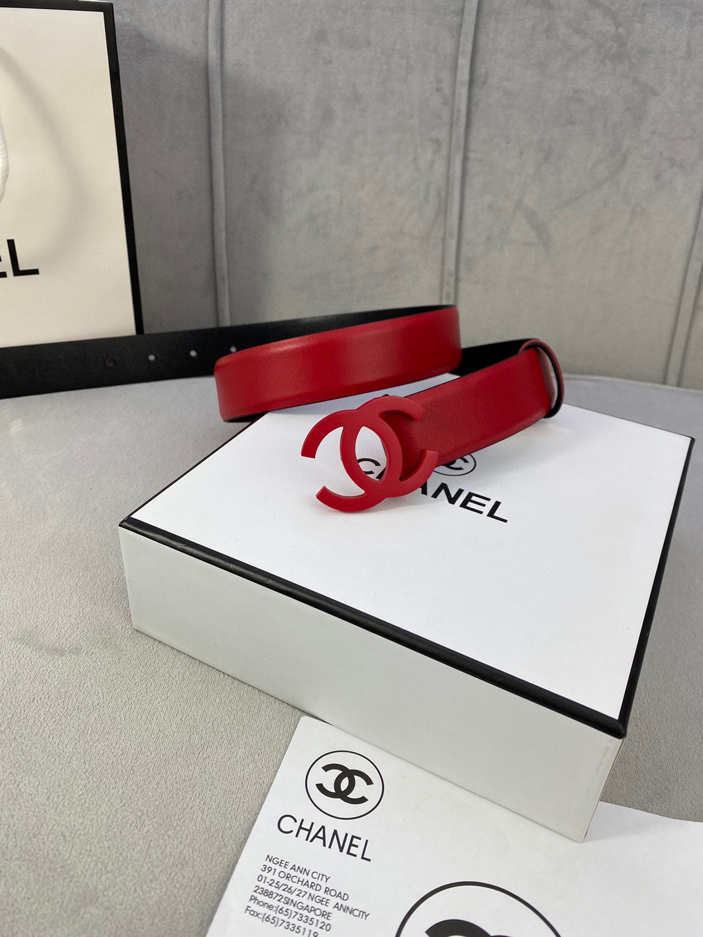  宽度3.0cm Chanel （香奈儿）女士腰带（小牛皮）经典扣头（内侧cnc走光处理）边角手感圆润配
