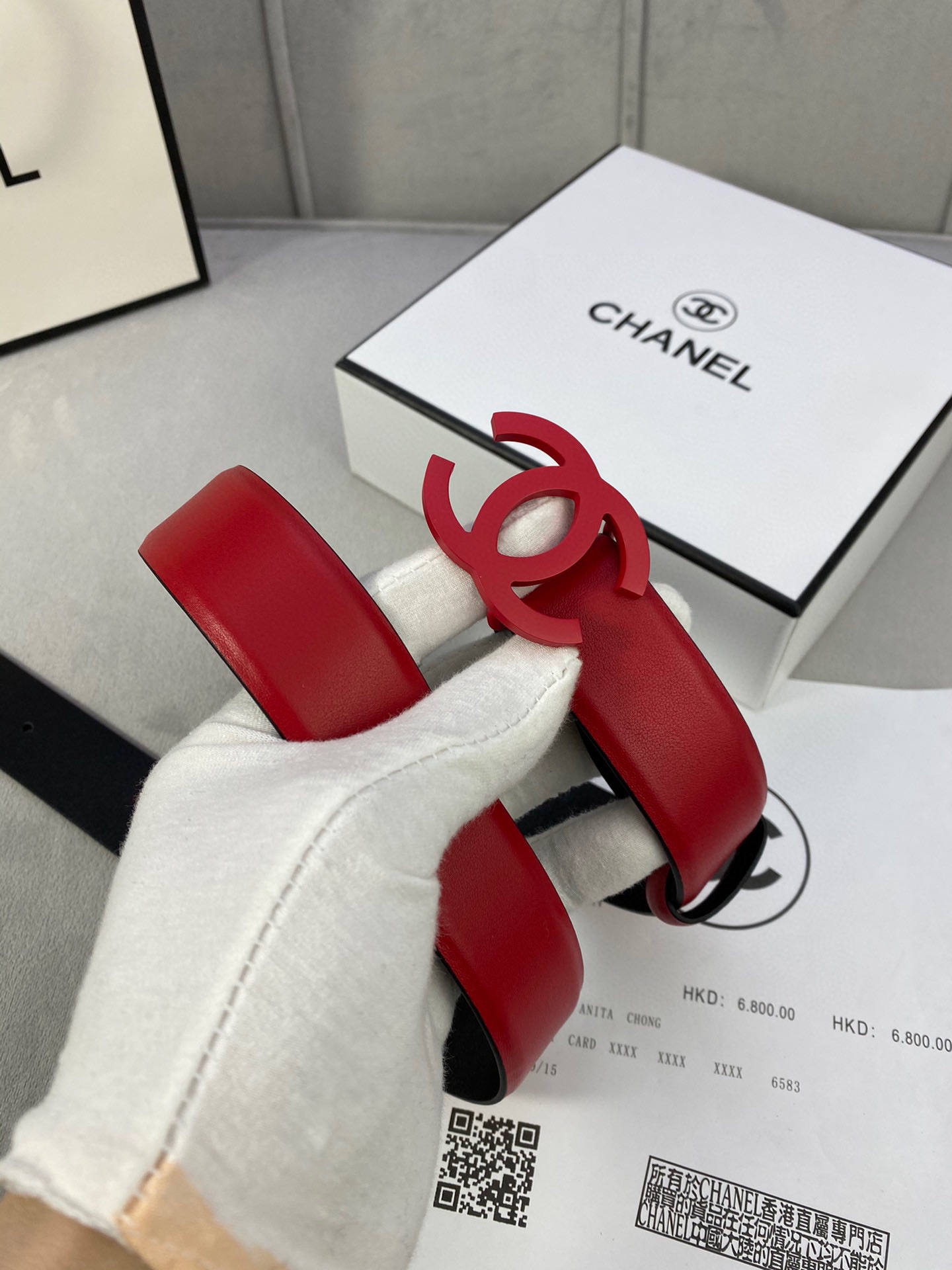  宽度3.0cm Chanel （香奈儿）女士腰带（小牛皮）经典扣头（内侧cnc走光处理）边角手感圆润配