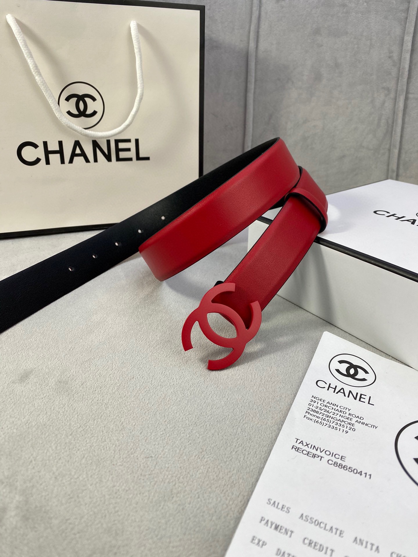  宽度3.0cm Chanel （香奈儿）女士腰带（小牛皮）经典扣头（内侧cnc走光处理）边角手感圆润配