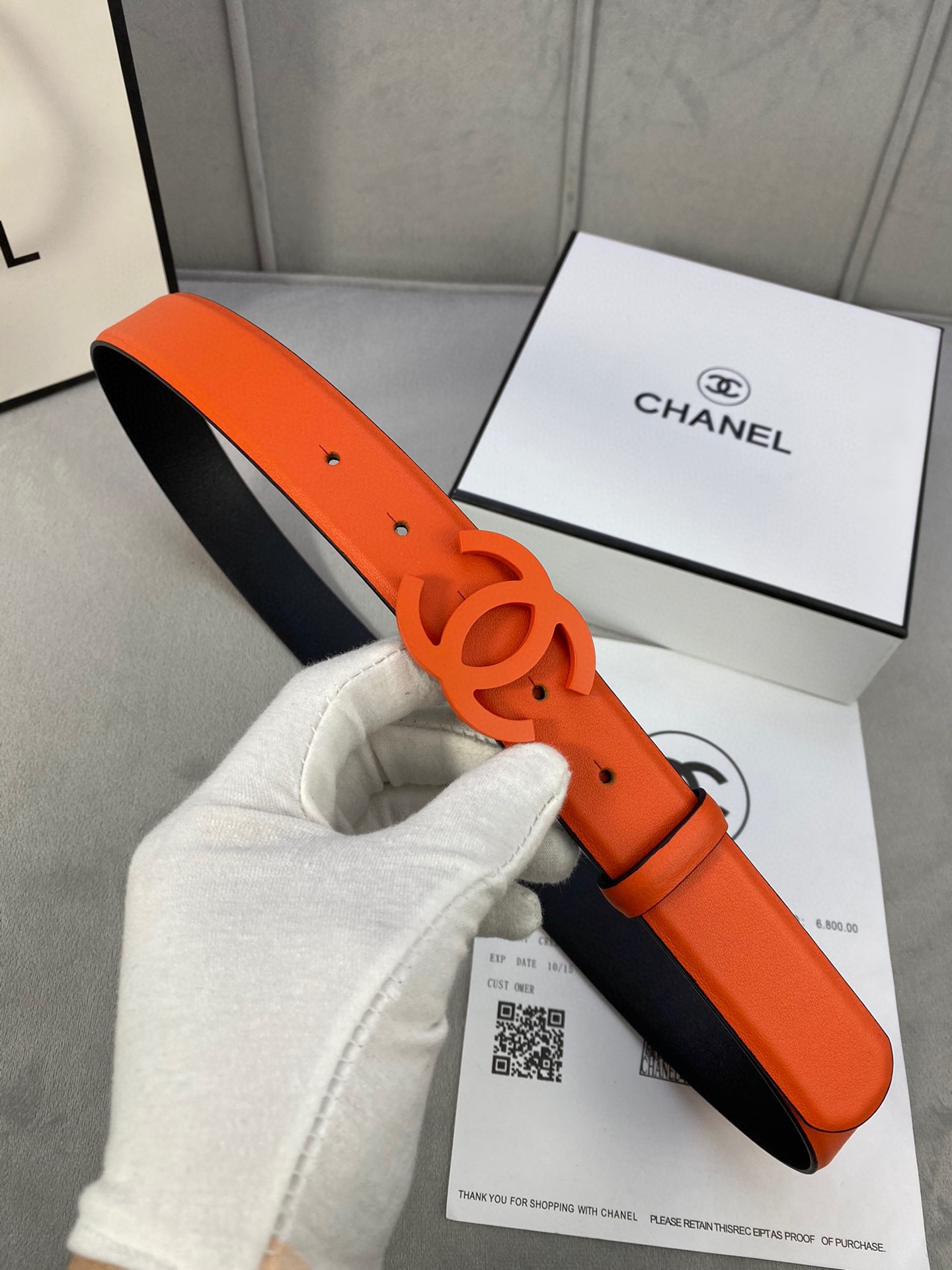  宽度3.0cm Chanel （香奈儿）女士腰带（小牛皮）经典扣头（内侧cnc走光处理）边角手感圆润配