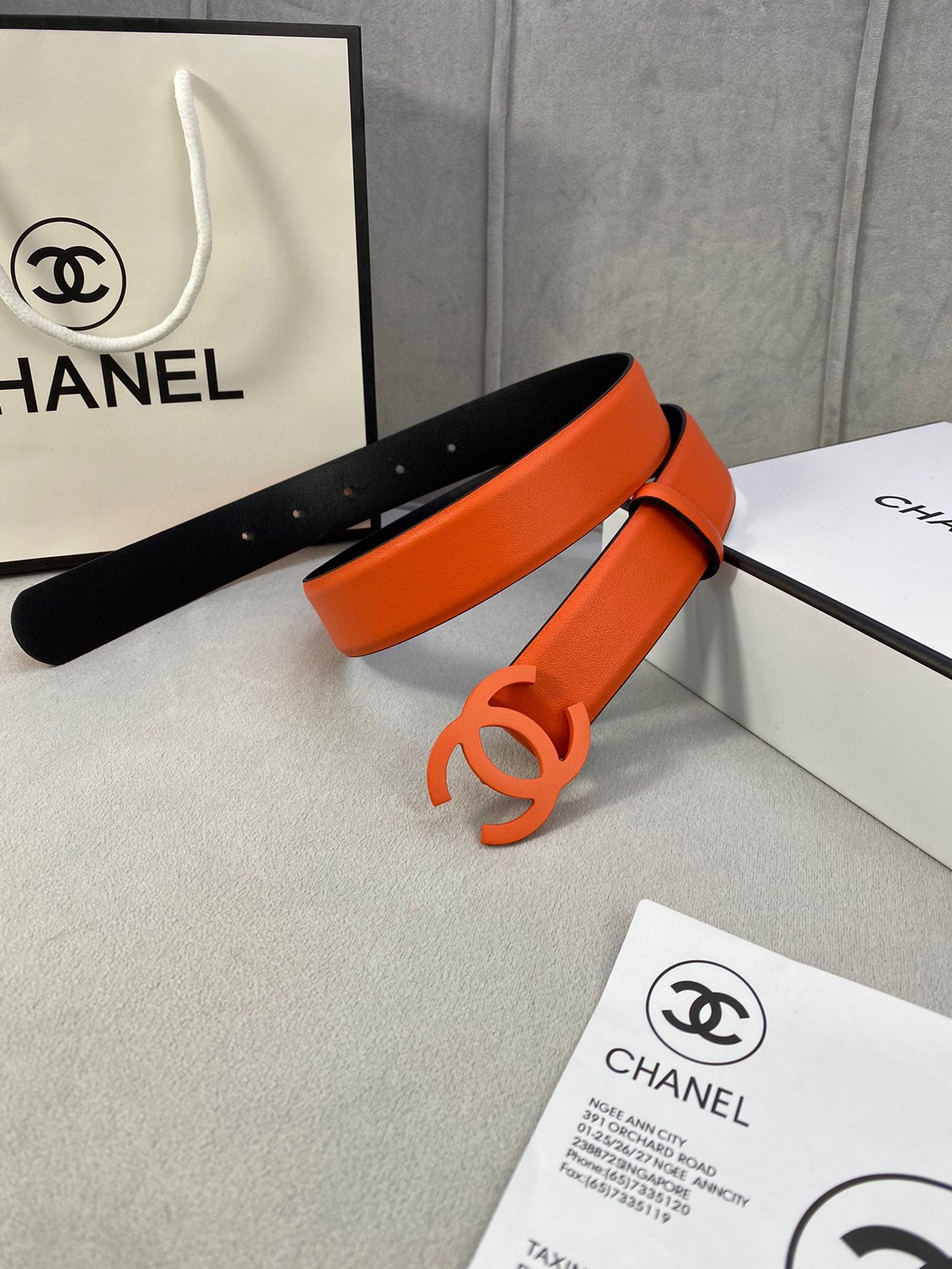  宽度3.0cm Chanel （香奈儿）女士腰带（小牛皮）经典扣头（内侧cnc走光处理）边角手感圆润配