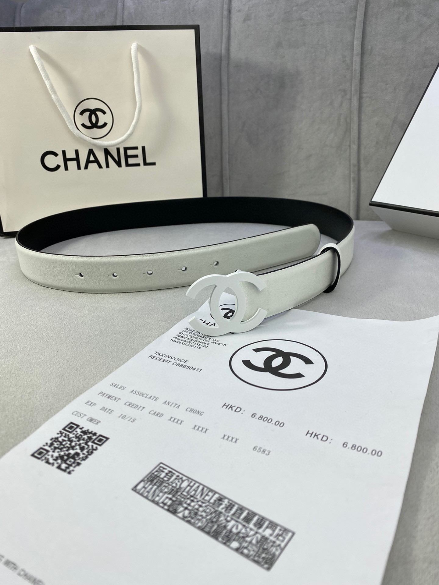  宽度3.0cm Chanel （香奈儿）女士腰带（小牛皮）经典扣头（内侧cnc走光处理）边角手感圆润配