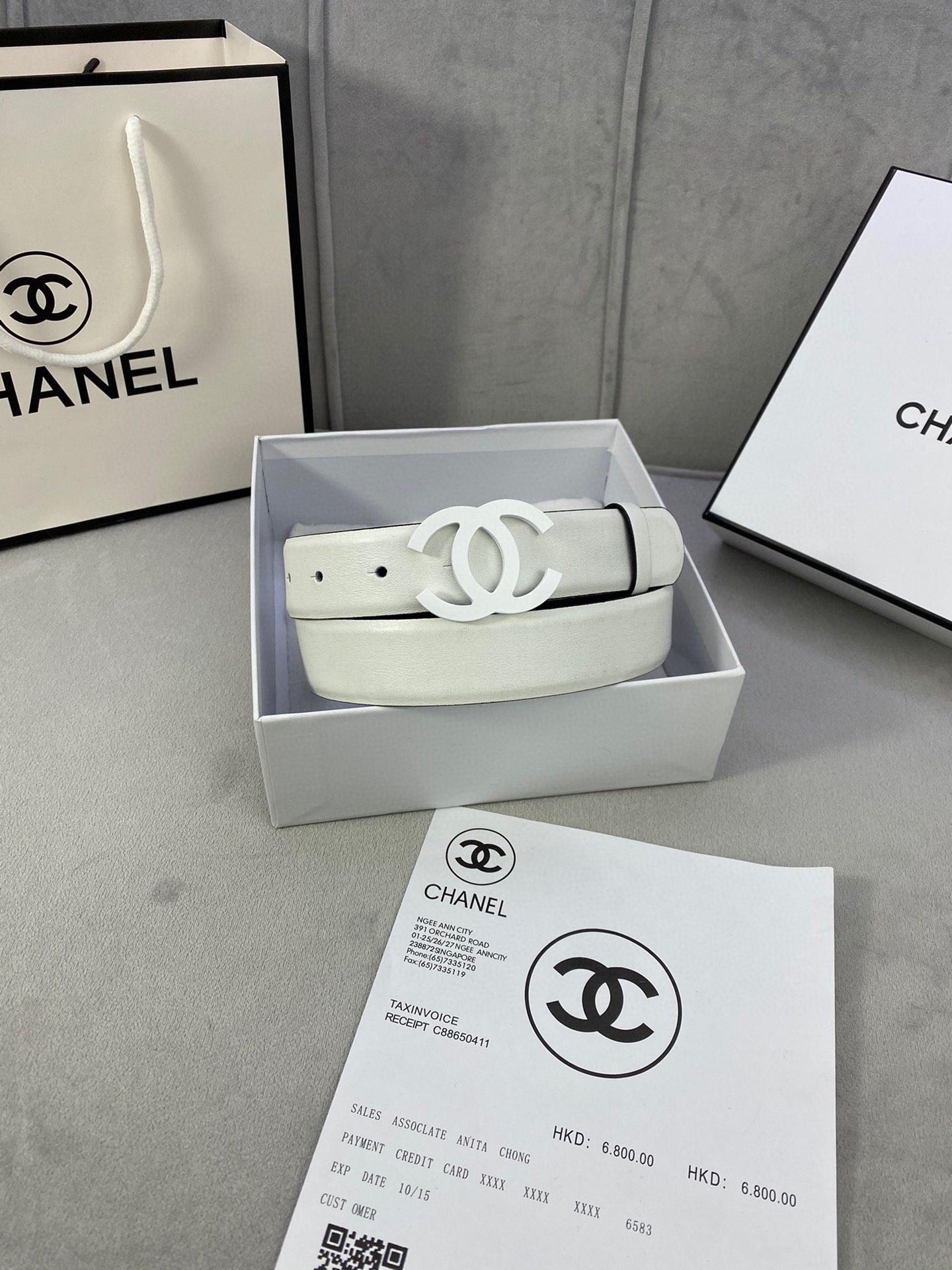  宽度3.0cm Chanel （香奈儿）女士腰带（小牛皮）经典扣头（内侧cnc走光处理）边角手感圆润配