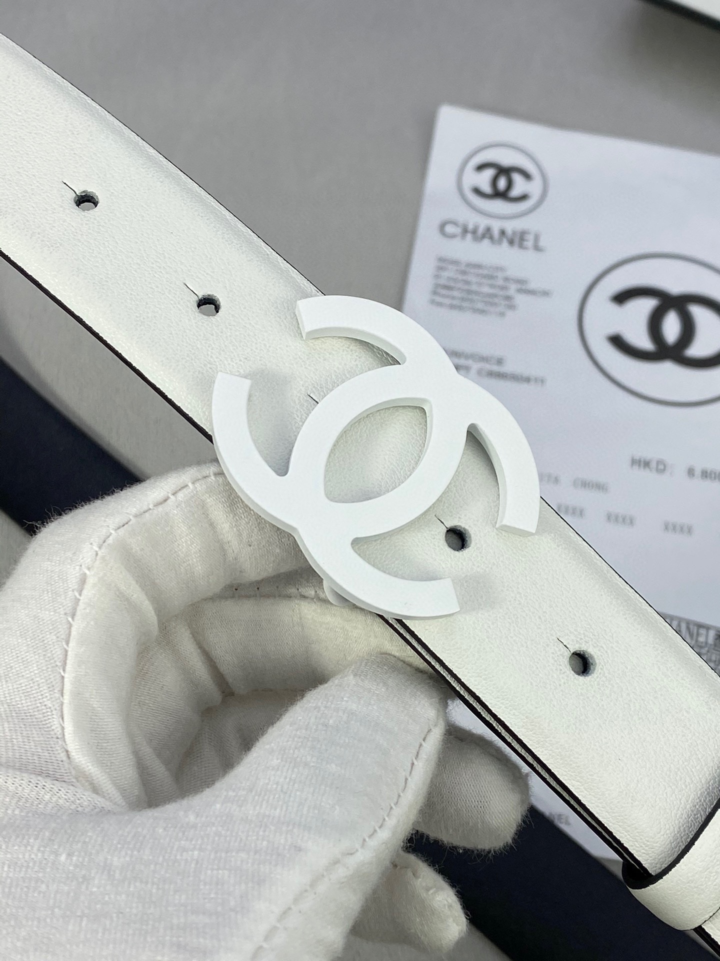  宽度3.0cm Chanel （香奈儿）女士腰带（小牛皮）经典扣头（内侧cnc走光处理）边角手感圆润配