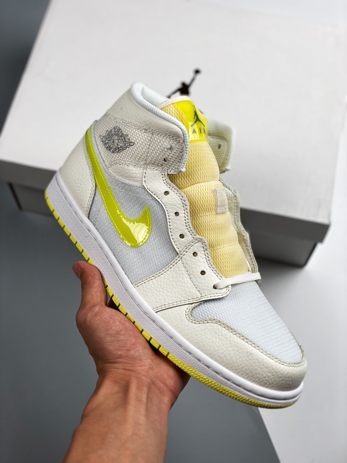 Versión verificable Air Jordan 1 Mid blanco crema amarillo, el mejor mid del mercado, calidad techo! La única versión c…