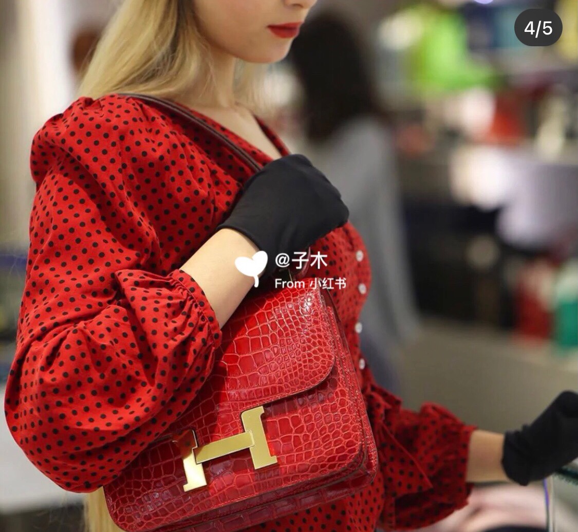 Hermès Constance Alligator Crossbody Bag - Bold Red, Gold Hardware 4 i1619334536 2276 3