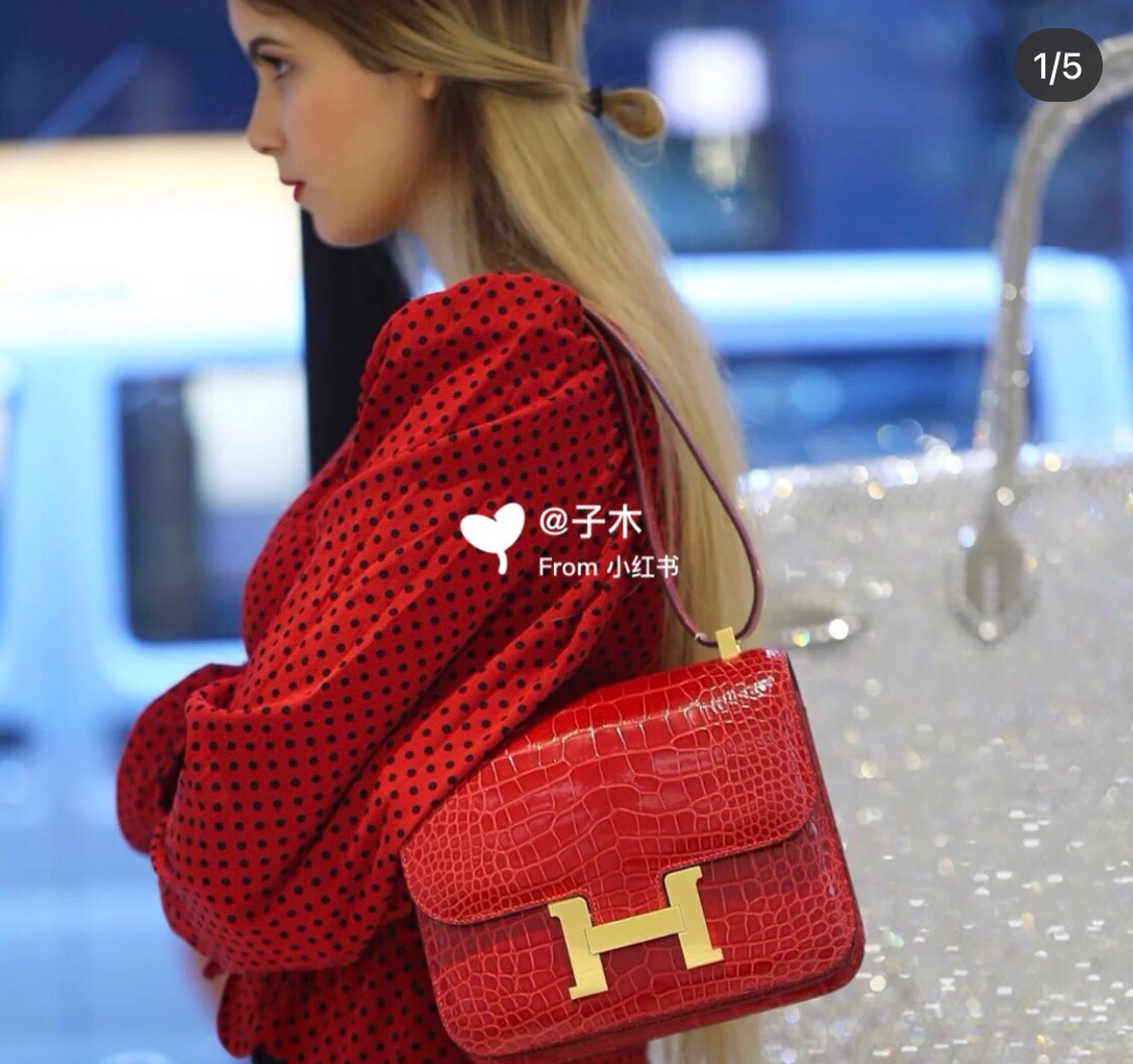Hermès Constance Alligator Crossbody Bag - Bold Red, Gold Hardware 2 i1619334536 6419 0