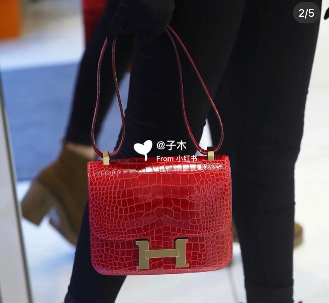 Hermès Constance Alligator Crossbody Bag - Bold Red, Gold Hardware 3 i1619334536 7352 1