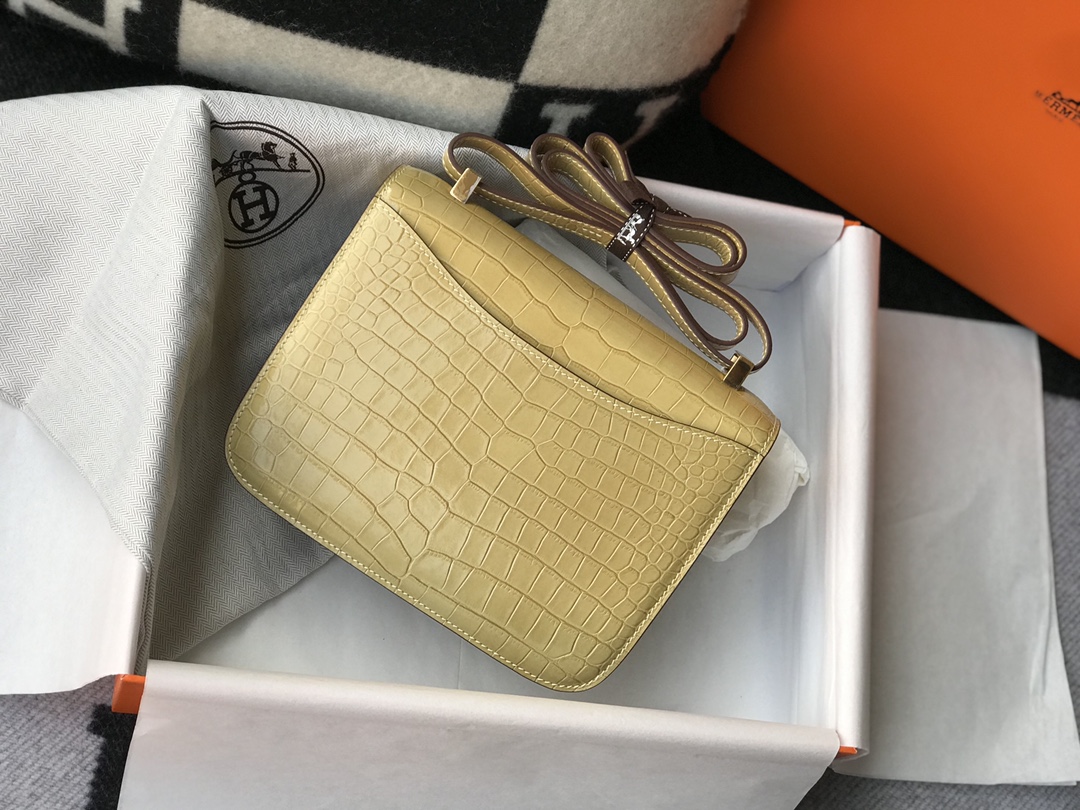 Hermès Constance 18 Alligator Leather Shoulder Bag - Milk Apricot, Gold Hardware 3 i1619352055 130 2