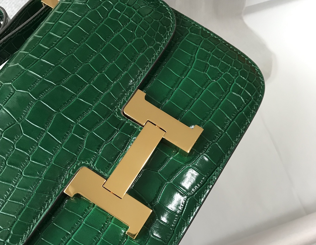 Hermès Constance Emerald Alligator Handbag, 18cm/23cm, Gold Hardware 8 i1619354225 5377 7