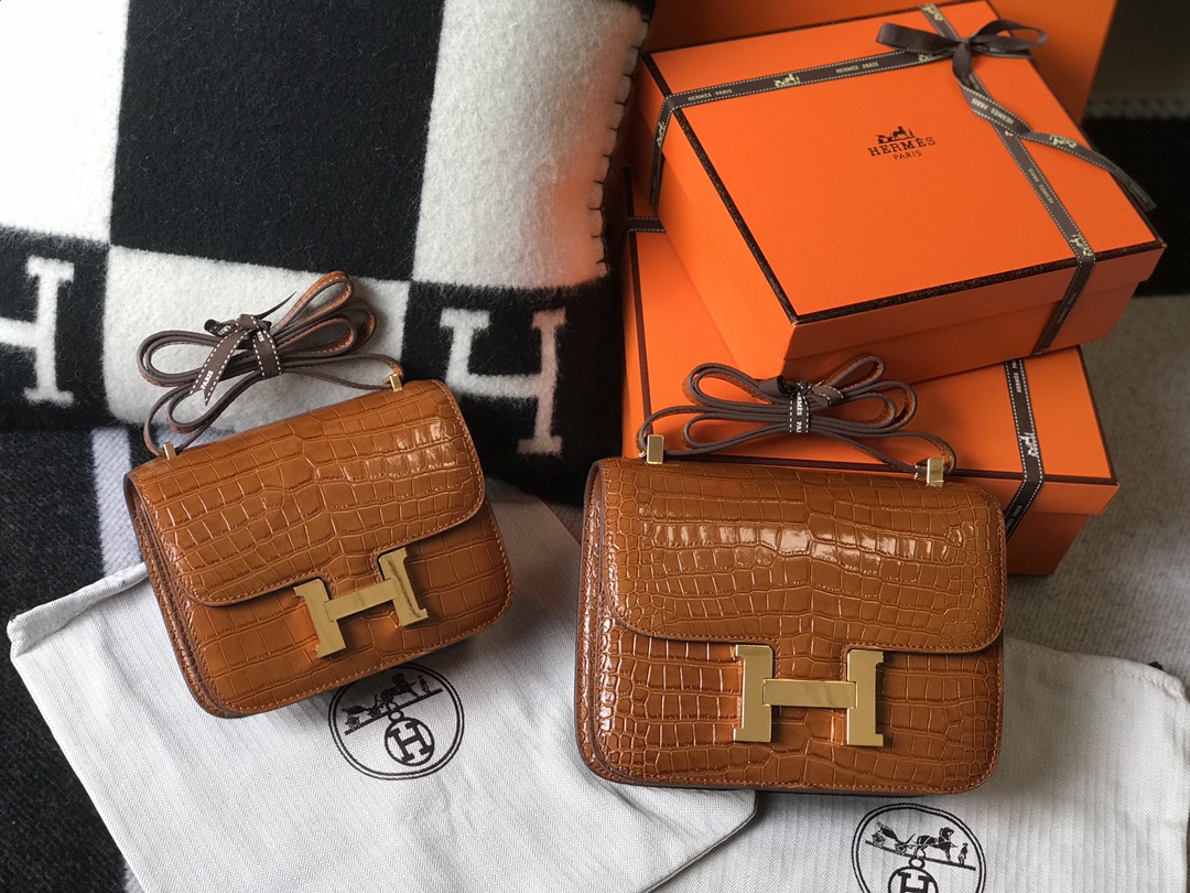 Hermès Constance Alligator Leather Handbag, Caramel Color, Gold Hardware 1 i1619355772 9442 0