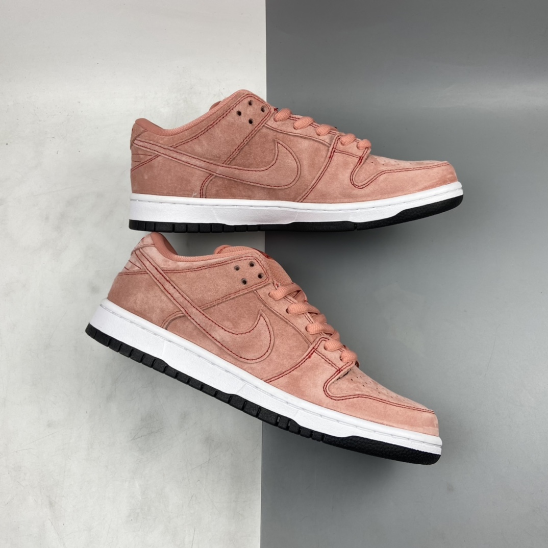 P280 Nike SB Dunk Low“PiNike”麂皮粉三文鱼 粉白绒面扣碎篮板时尚休闲板鞋 CV1655-600