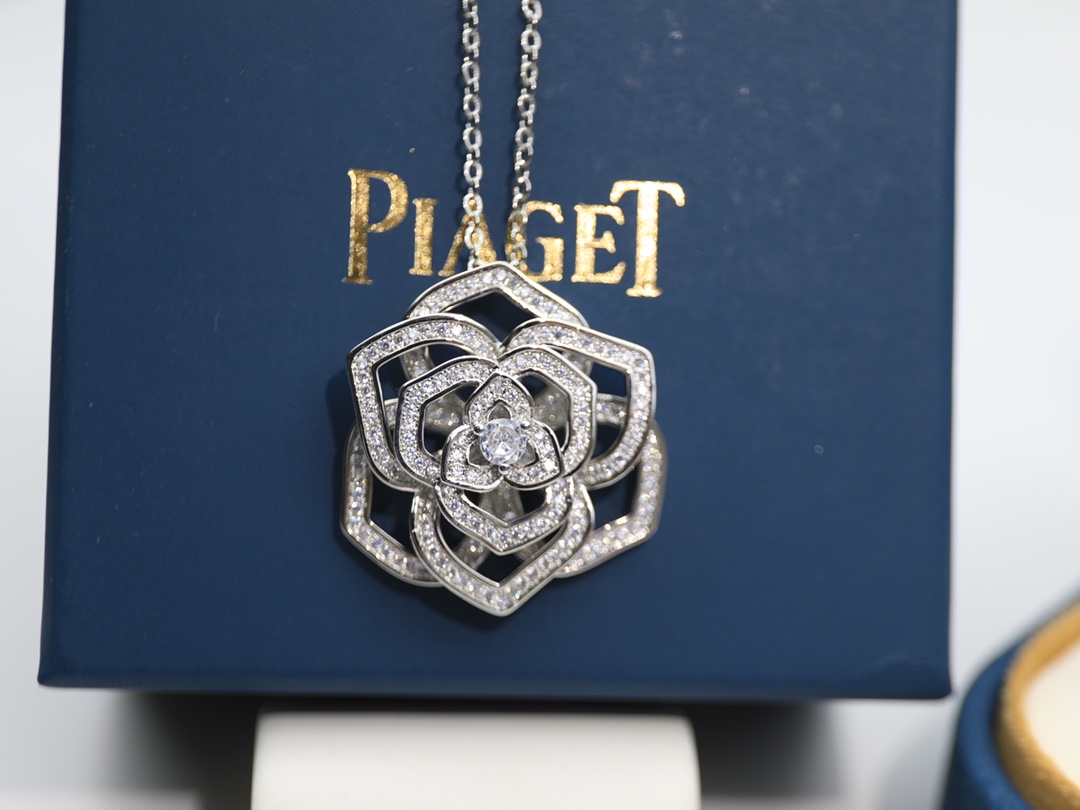 Piaget Joalheria Colares & Pendents Ouro Platina Rose Branco Trabalho aberto