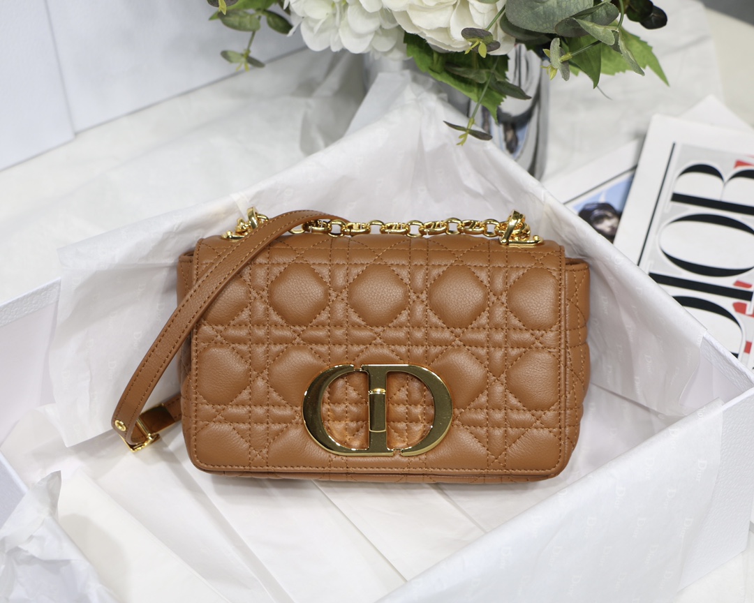Caramel color cannage quilted calfskin flap chain shoulder strap handbag crossbody bag
