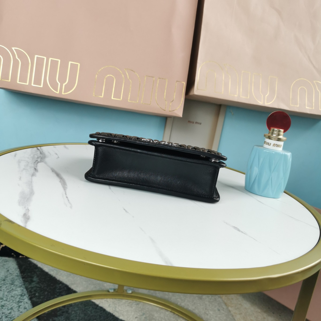 MIUMIU缪缪Matelasse皱褶纹图案顶级进口小羊皮手袋5BP065