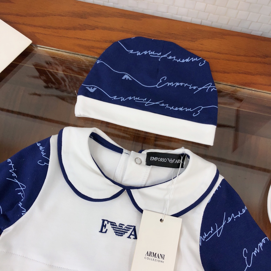 2021 Armani Summer Baby Costume Set: Hatch, Hat, Towels – High-End Exclusive! - 图片 5