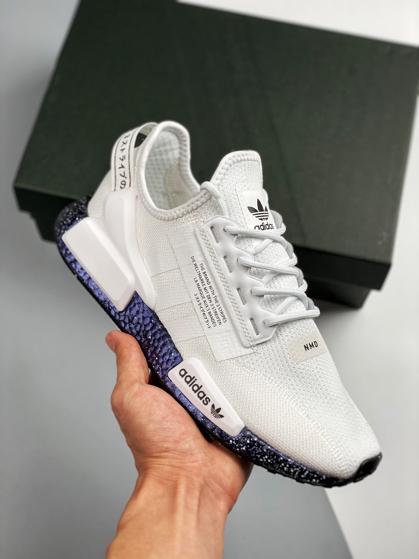 AD NMD _R1 blanco y azul, versión Hupu, lanzamiento sincronizado en tiendas ‼️ Almacenamiento en stock, suministro esta…
