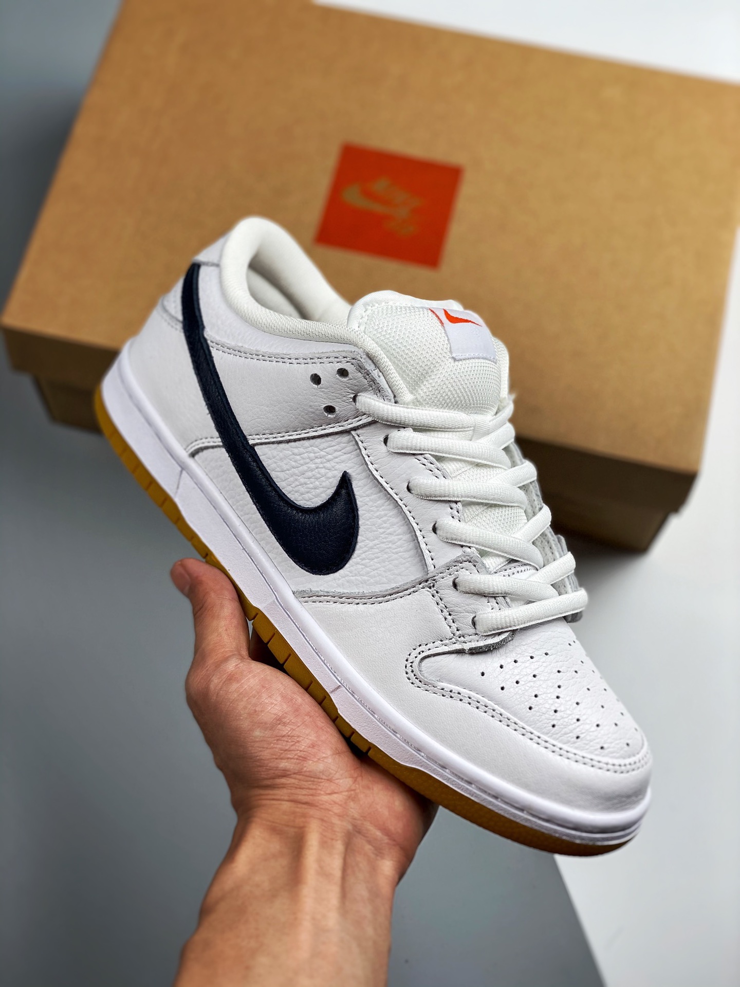 Nike SB Dunk Low Pro blanco azul caucho, Gran fábrica puro original #Etiqueta tejida de fábrica original, coincide con …