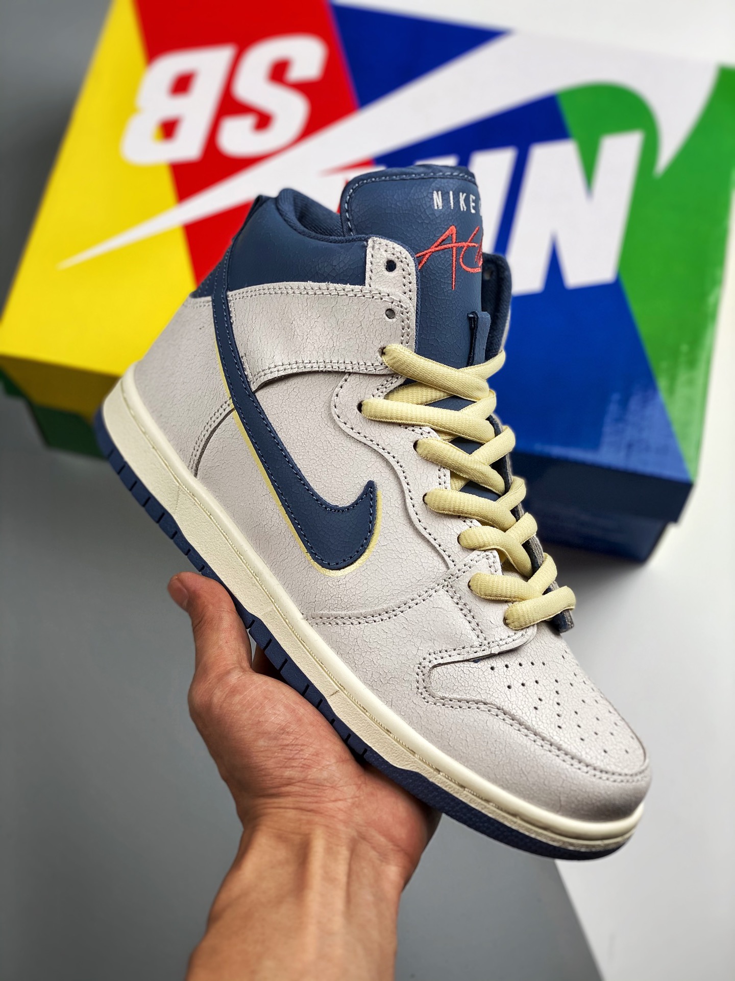 Nike SB Dunk High “Lost at sea” blanco azul perdido en el mar, Gran fábrica puro original #Etiqueta tejida de fábrica o…