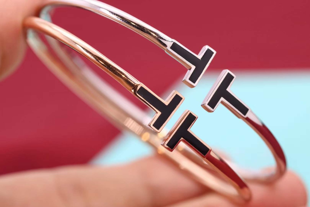 Tiffany & Co. Tiffany&Co. T系列 伴钻 纯银双T手镯