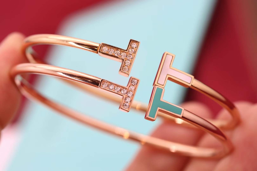 Tiffany & Co. Tiffany&Co. T系列 伴钻 纯银双T手镯