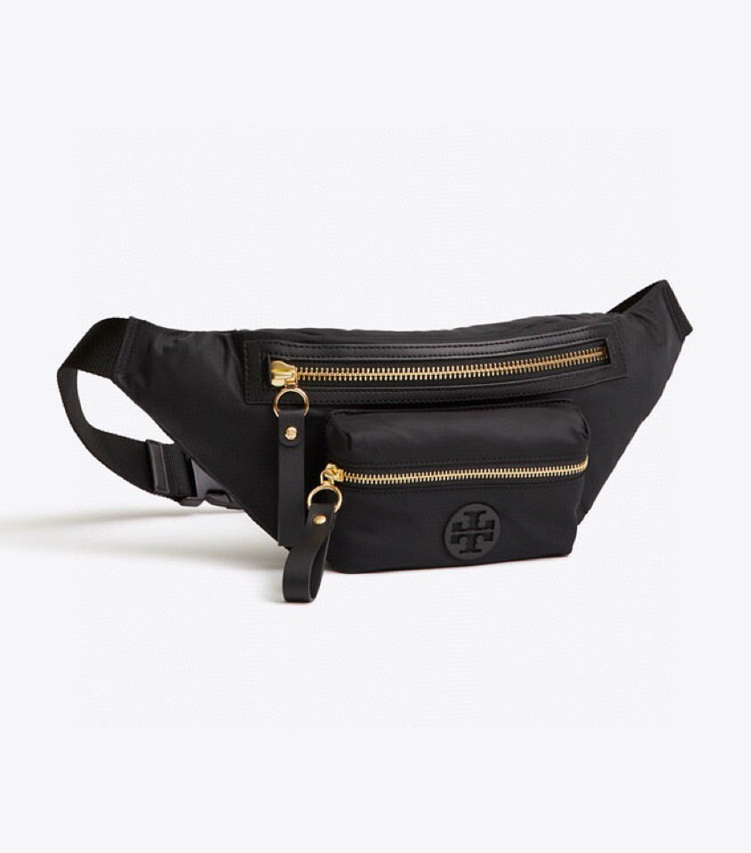 Tory Burch 1905款 TB新款腰包 黑色 尼龙配皮 休闲运动型腰包 胸包 两用型 适合日常使用 轻便