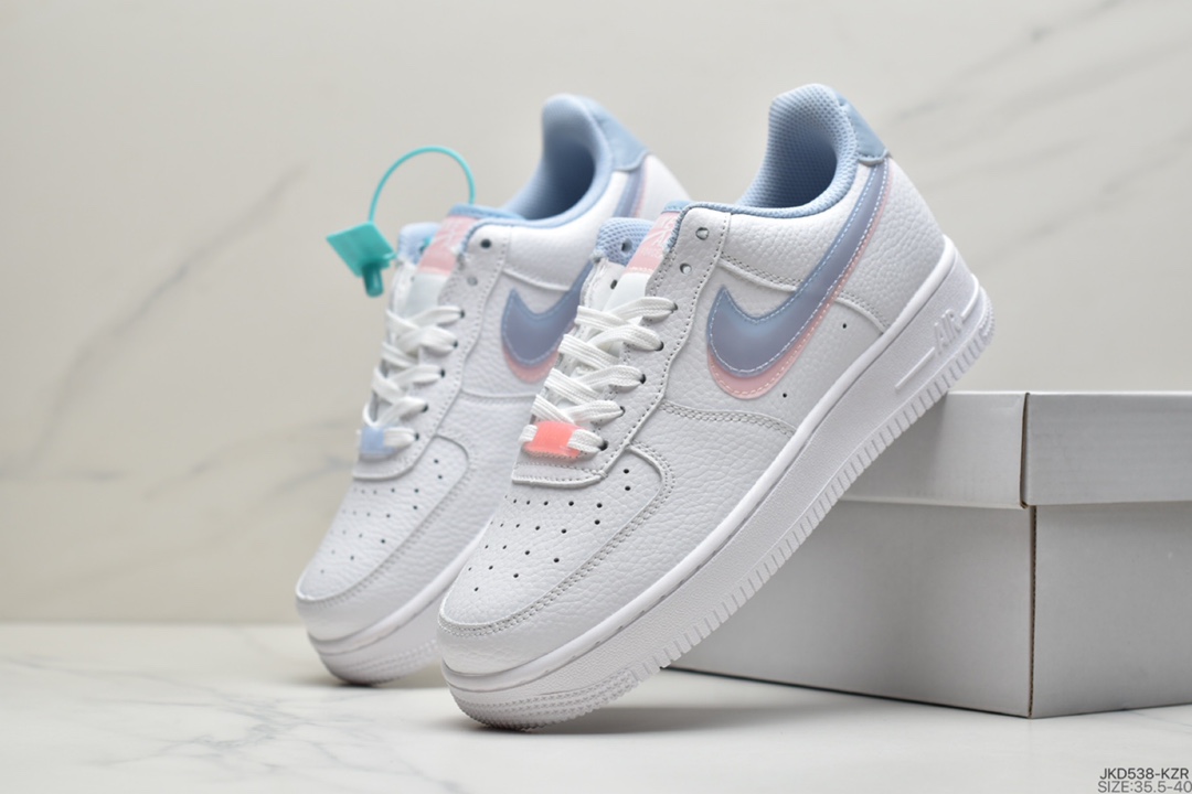 160 耐克NIKE Air Force 1 Low ’07 空军一号低帮经典板鞋 双勾桃粉蓝 CW1574-100
