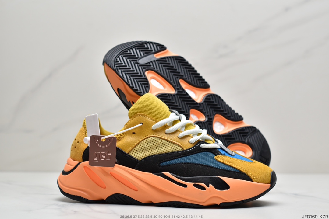 180 侃爷Kanye West x Adidas Yeezy Boost 700 V1Sun700初代系列增高姥爷风百搭休闲运动复古慢跑鞋“太阳黄橙” GZ6984