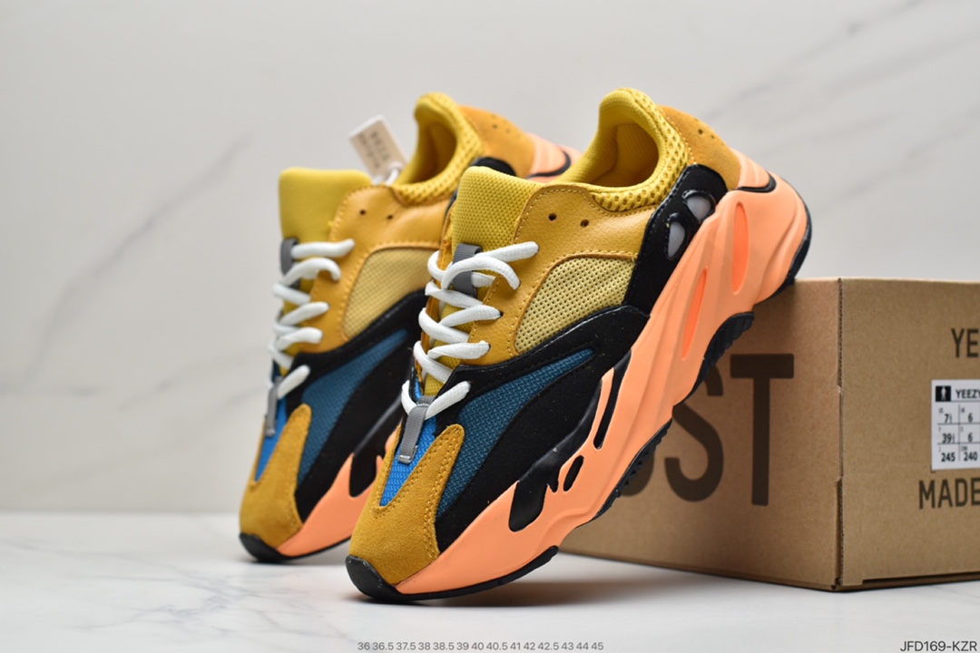 180 侃爷Kanye West x Adidas Yeezy Boost 700 V1Sun700初代系列增高姥爷风百搭休闲运动复古慢跑鞋“太阳黄橙” GZ6984