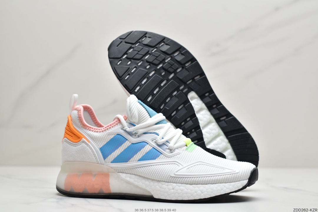 230 阿迪达斯Adidas Originals ZX 2K Boost 全新爆米花缓震休闲运动跑鞋 HO6578